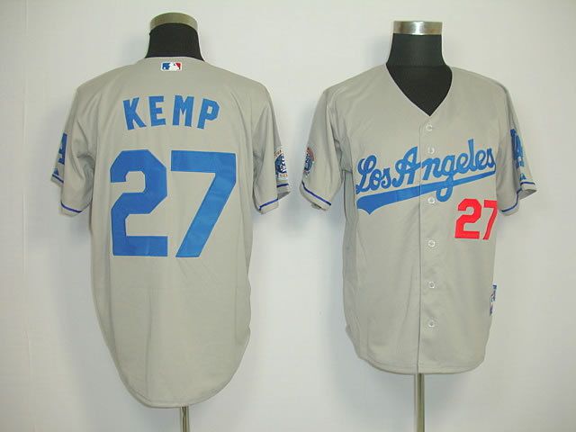 Men Los Angeles Dodgers 27 Kemp Grey MLB Jerseys
